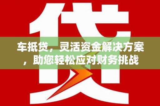 宏伟车抵贷，灵活资金解决方案，助您轻松应对财务挑战