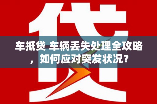 临西车抵贷 车辆丢失处理全攻略，如何应对突发状况？