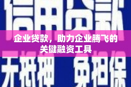 咸丰企业贷款，助力企业腾飞的关键融资工具