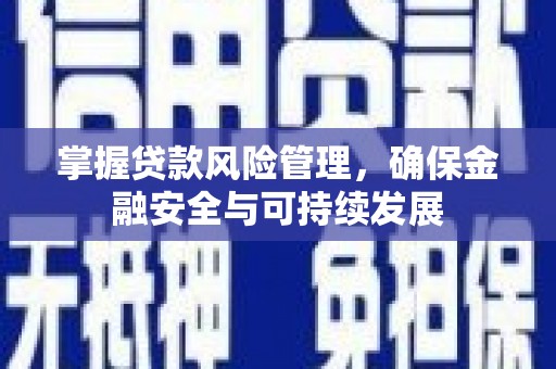 荣昌掌握贷款风险管理，确保金融安全与可持续发展