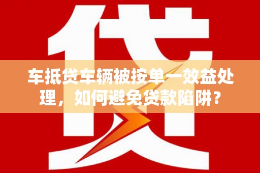 哈密车抵贷车辆被按单一效益处理，如何避免贷款陷阱？