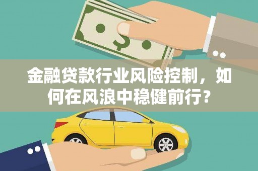井陉金融贷款行业风险控制，如何在风浪中稳健前行？