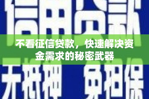 沧源不看征信贷款，快速解决资金需求的秘密武器