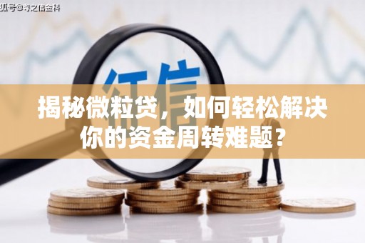 南芬揭秘微粒贷，如何轻松解决你的资金周转难题？