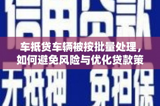 山阴车抵贷车辆被按批量处理，如何避免风险与优化贷款策略