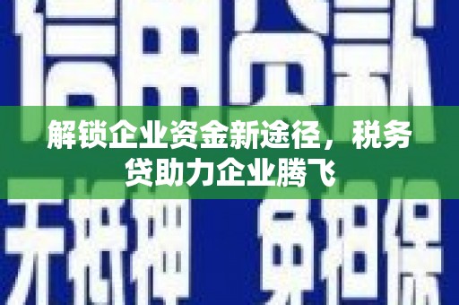 东洲解锁企业资金新途径，税务贷助力企业腾飞