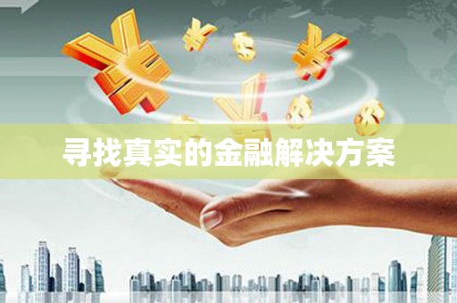 金溪寻找真实的金融解决方案